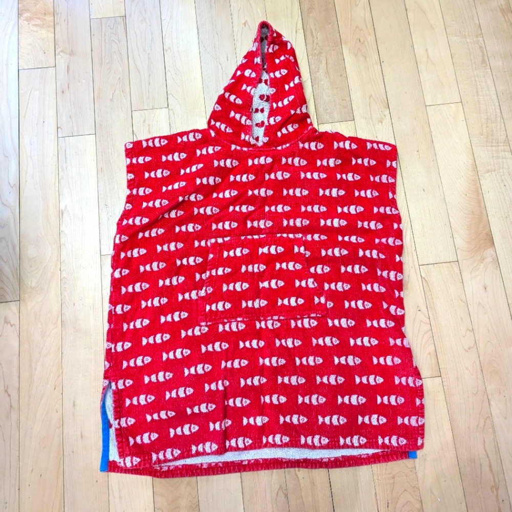 Frugi hooded towel with fish